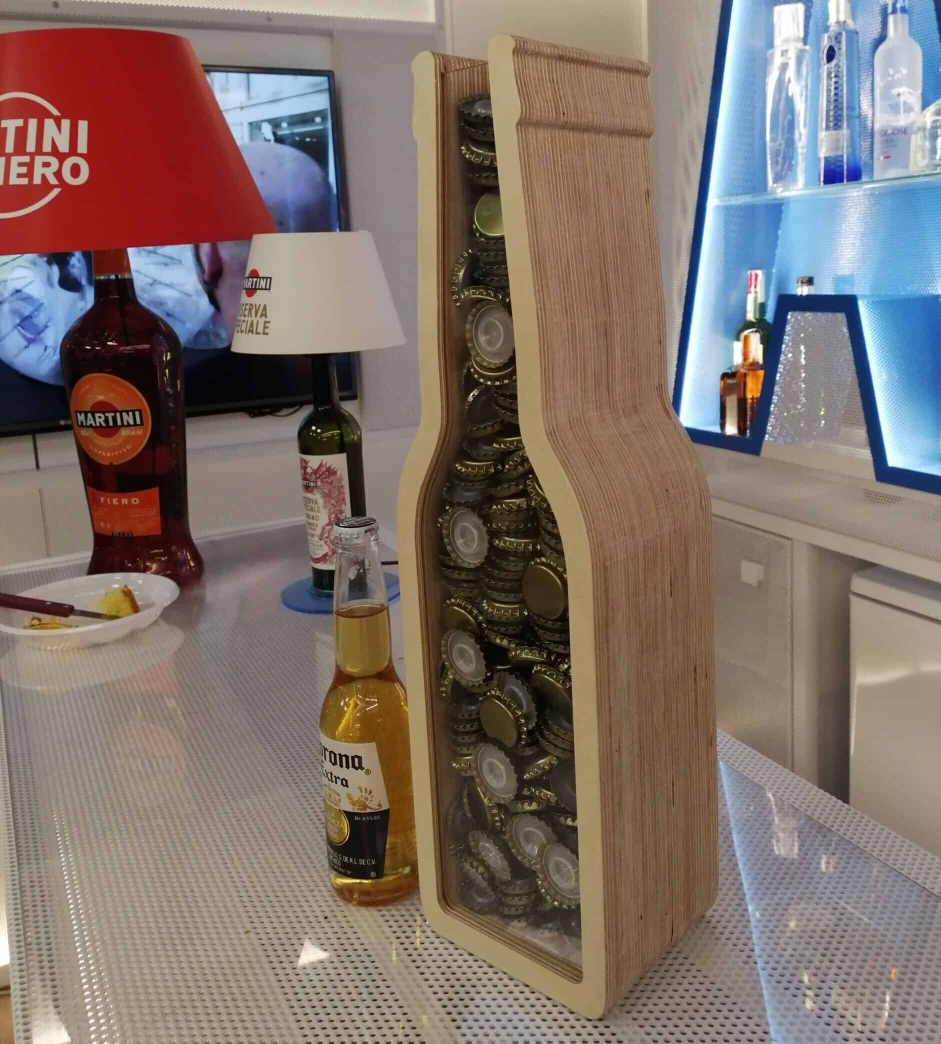 Wood display Corona's bottle